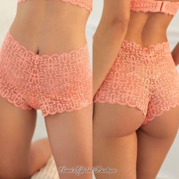 NWT, Anthropologie Sugared Peach Lace High-Waisted Briefs - Picture 16 of 16